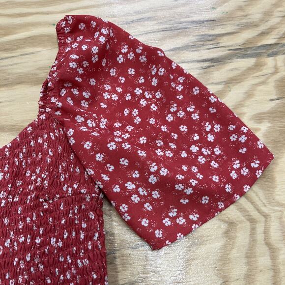 Abercrombie & Fitch Puff Sleeve Smocked Mini Babydoll Dress Floral Size Medium - Picture 6 of 16